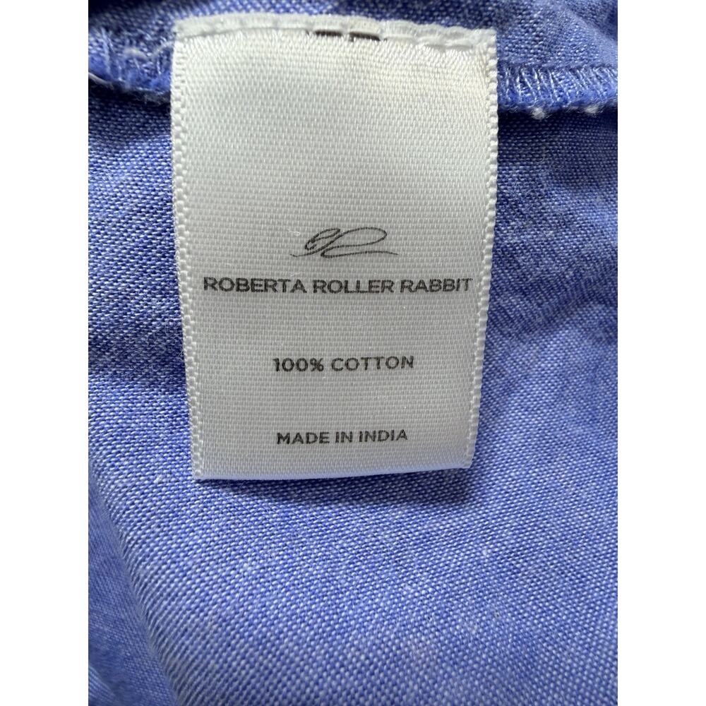 Roberta Roller Rabbit Kurta Dress Sz L Blue White Star Embroidered Modern Craft - Picture 5 of 11